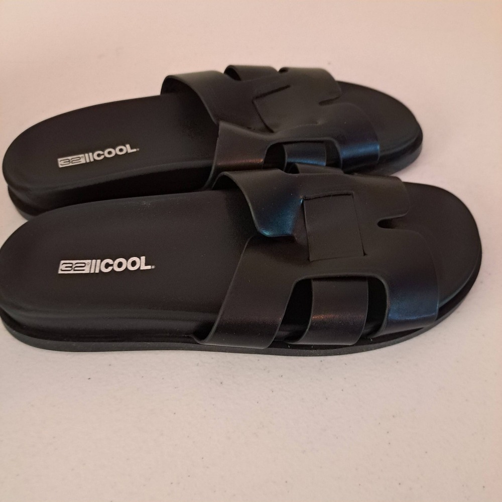 32 Degrees Cool H-Band Sandals Womens Size 9 Black New Cushioned Slide 1272-252 - Picture 7 of 13
